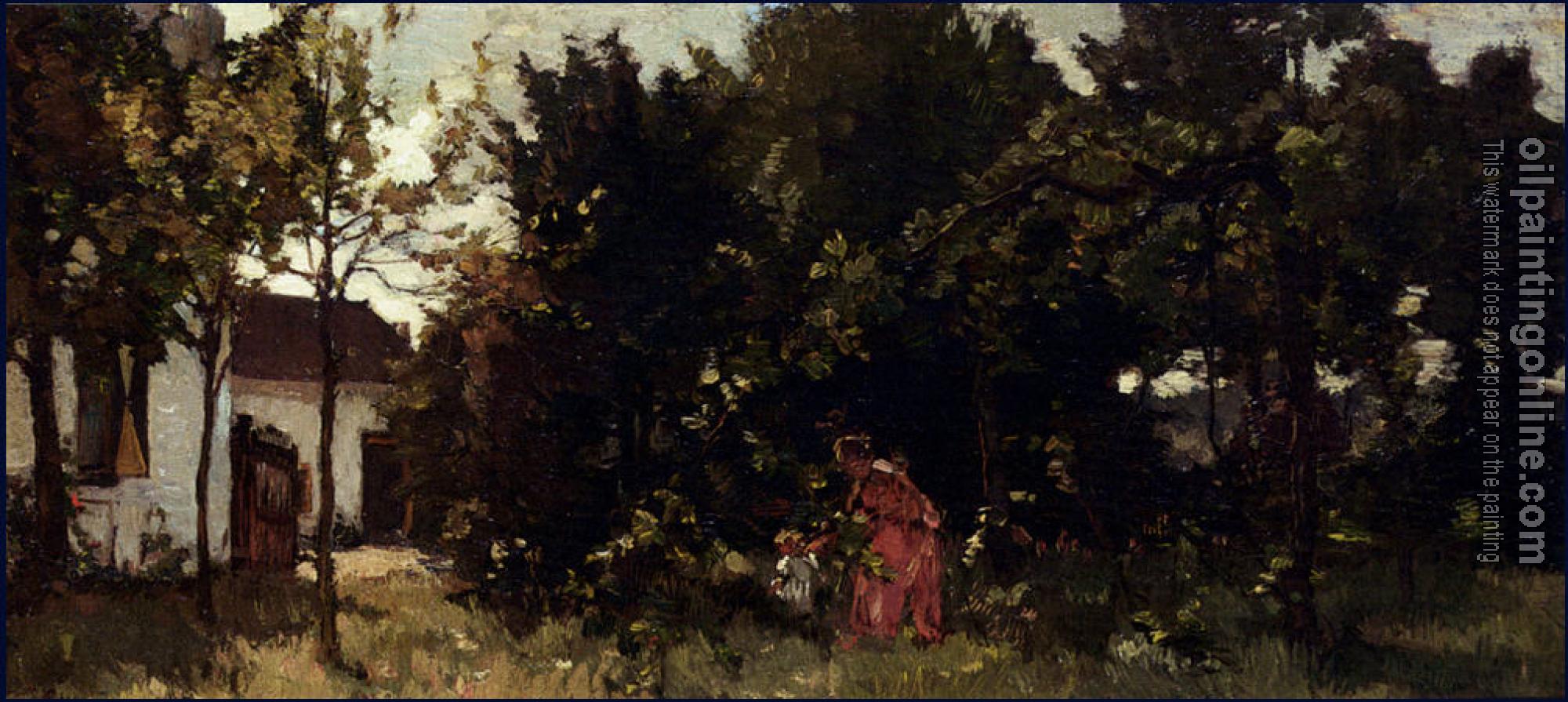 Akkeringa, Johannes Evert - A Mother And Child Picking Flowers